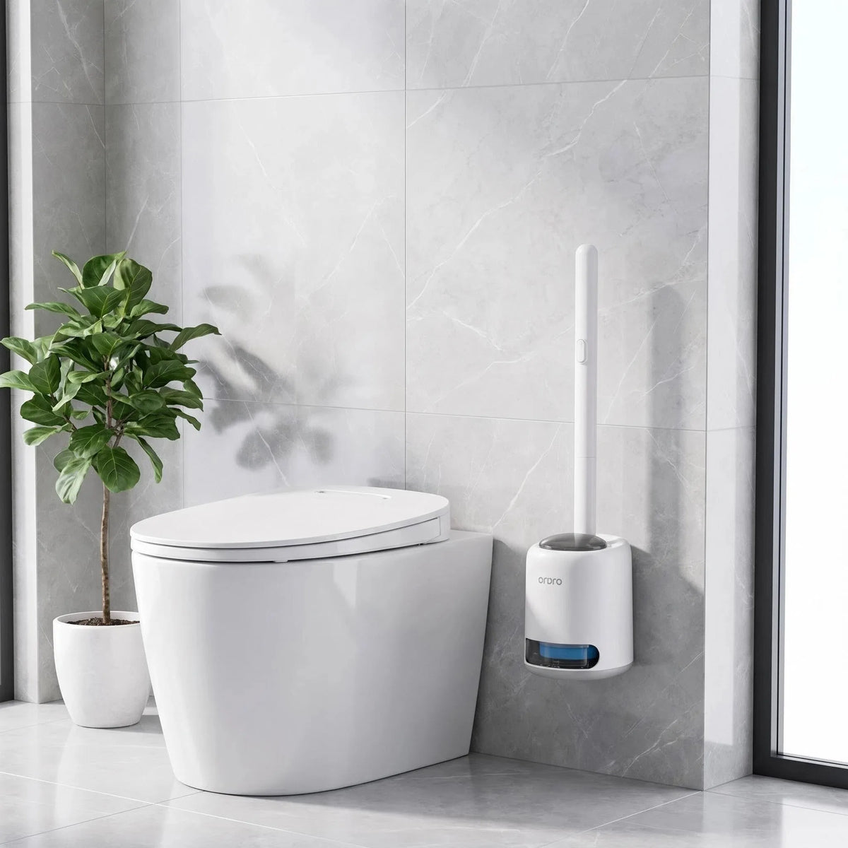Wall Hanging Disposable Toilet Brush, Sanitary Bathroom Toilet Cleaner Brush with 8 Refill Heads, 360° All-Around Deep Clean Automatic Pop-Out Design