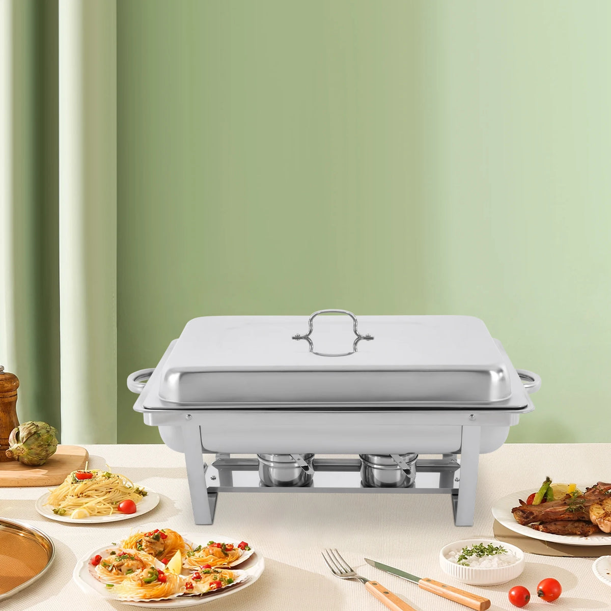 Stainless Steel Chafing Dish Buffet Set Rectangular Catering Chafer Warmer Buffet Dishes Warming for Restaurants, Buffets