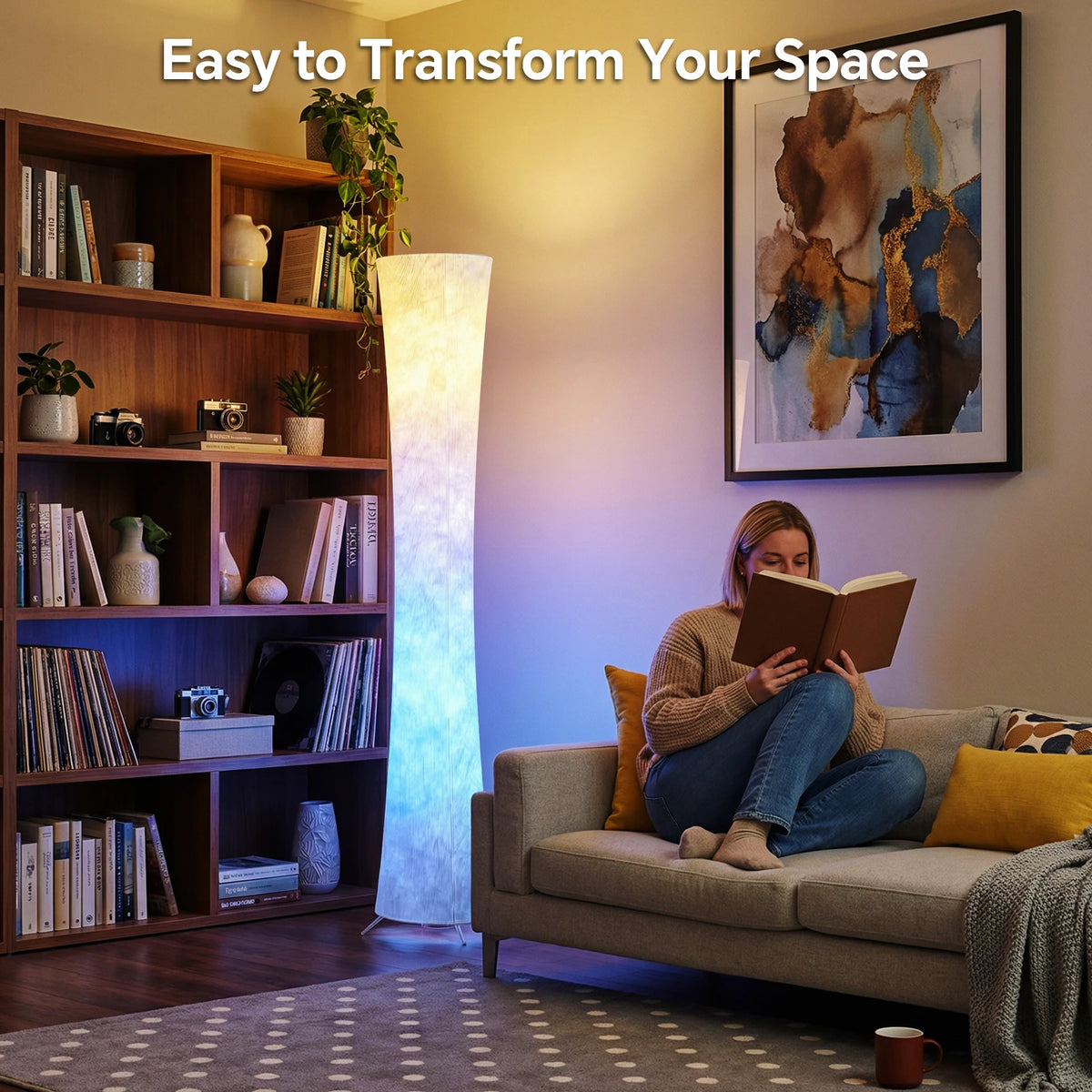 1pc Round Smart Floor Lamp, Modern RGB Corner Lamp with Tyvek Fabric, Music Sync, Remote Control, LED Floor Lamp for Living Room, Bedroom & Office Decor, Holiday Birthday Gift, Christmas Decoration