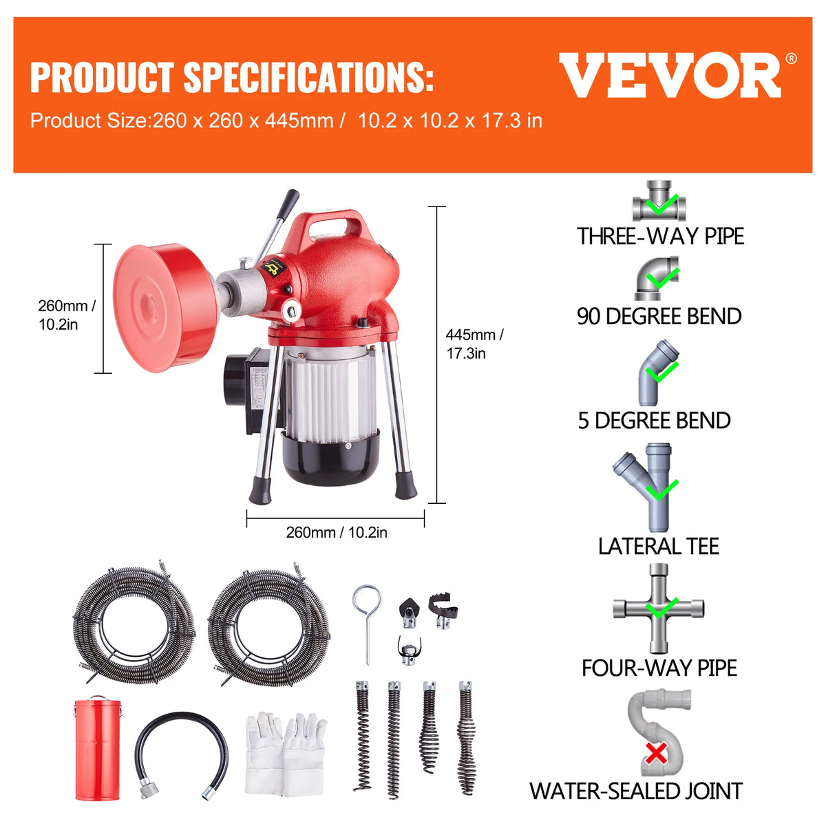 SucceBuy Drain Cleaner Machine 370W/250W Electric Sewer Snake Auger Manual Feed Tube Pipe Cleaning Tool Dredge Machine for Home