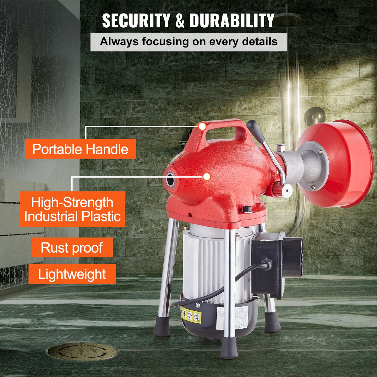 SucceBuy Drain Cleaner Machine 370W/250W Electric Sewer Snake Auger Manual Feed Tube Pipe Cleaning Tool Dredge Machine for Home