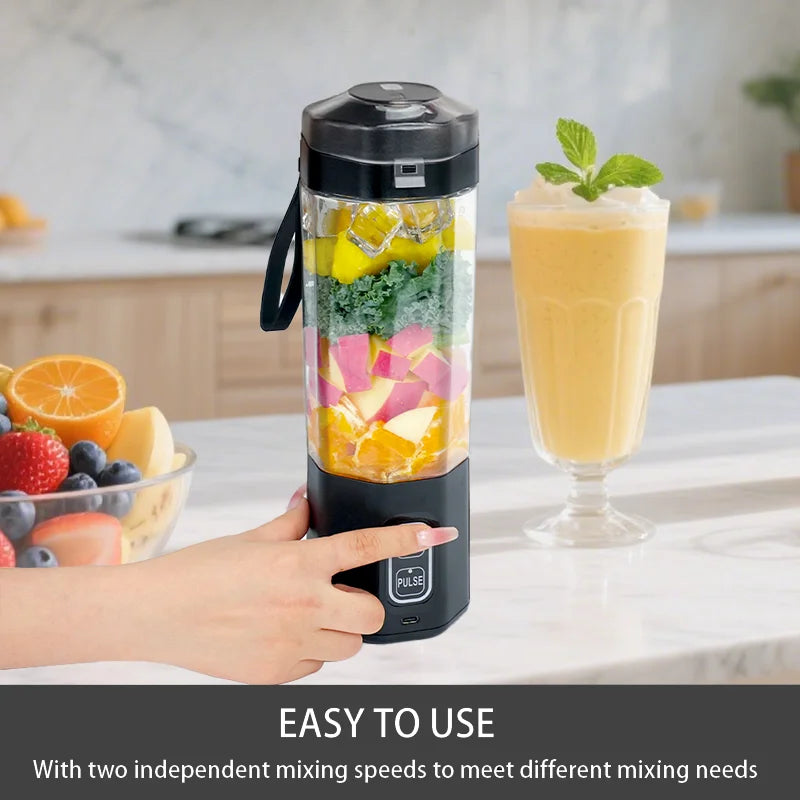 Portable Electric Juice Maker Blender 700ML USB Rechargeable Fruit Mixer 6 Blades Juicer for Shakes Smoothies Fresh Juicing Cup