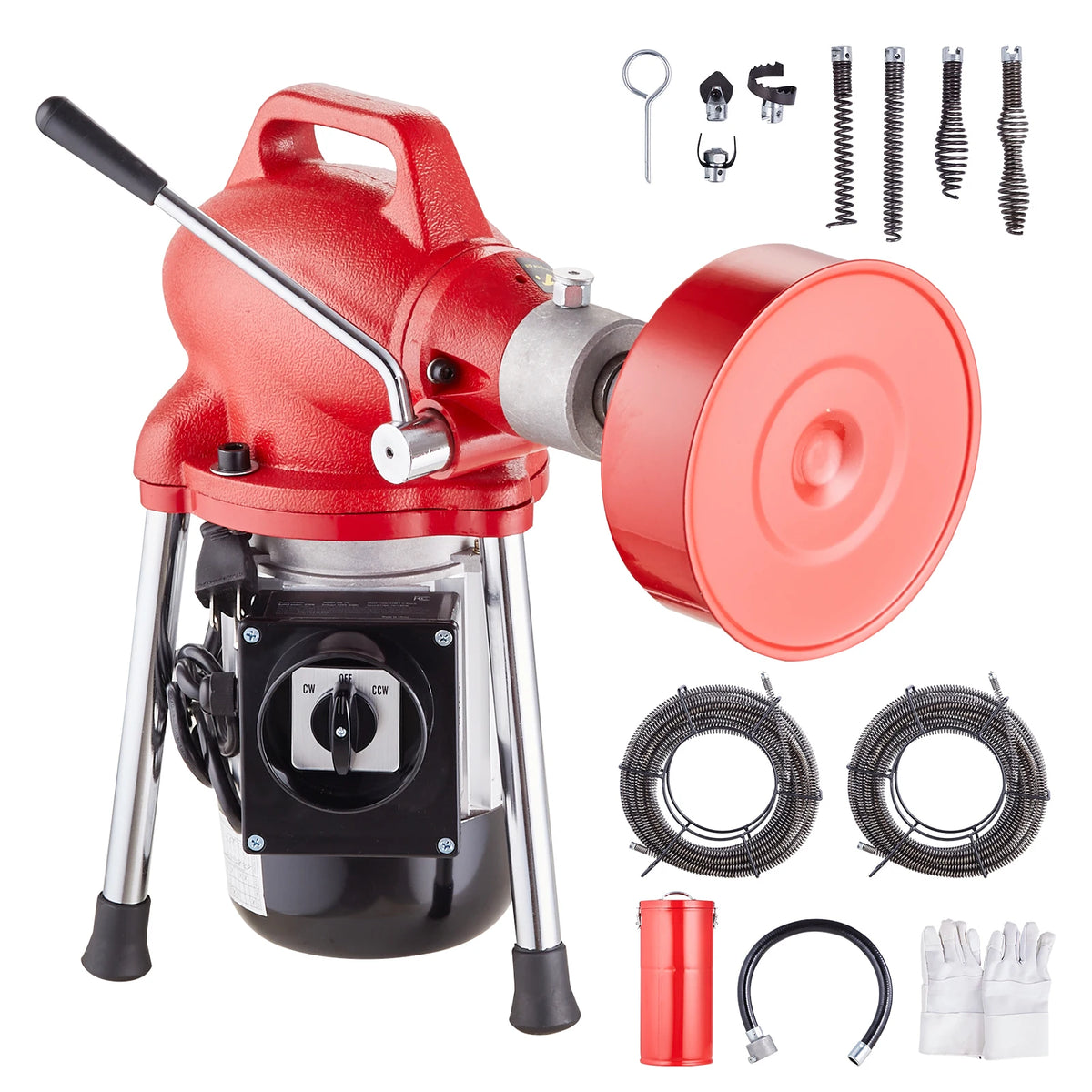 SucceBuy Drain Cleaner Machine 370W/250W Electric Sewer Snake Auger Manual Feed Tube Pipe Cleaning Tool Dredge Machine for Home